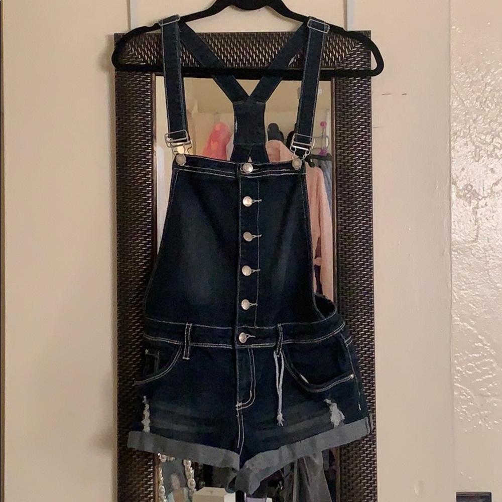 Dark wash Overalls